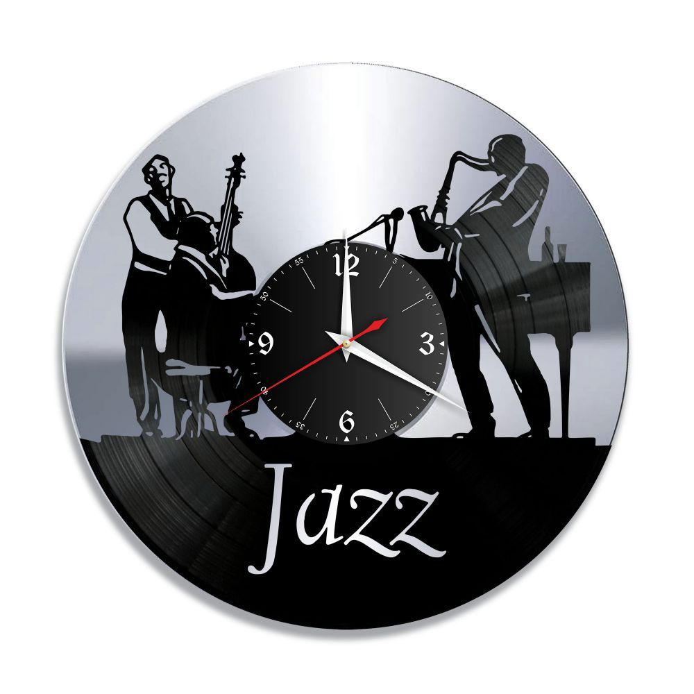 RedLaser Настенные часы "Музыка (Джаз), серебро, из винила №16", 30 см  #1