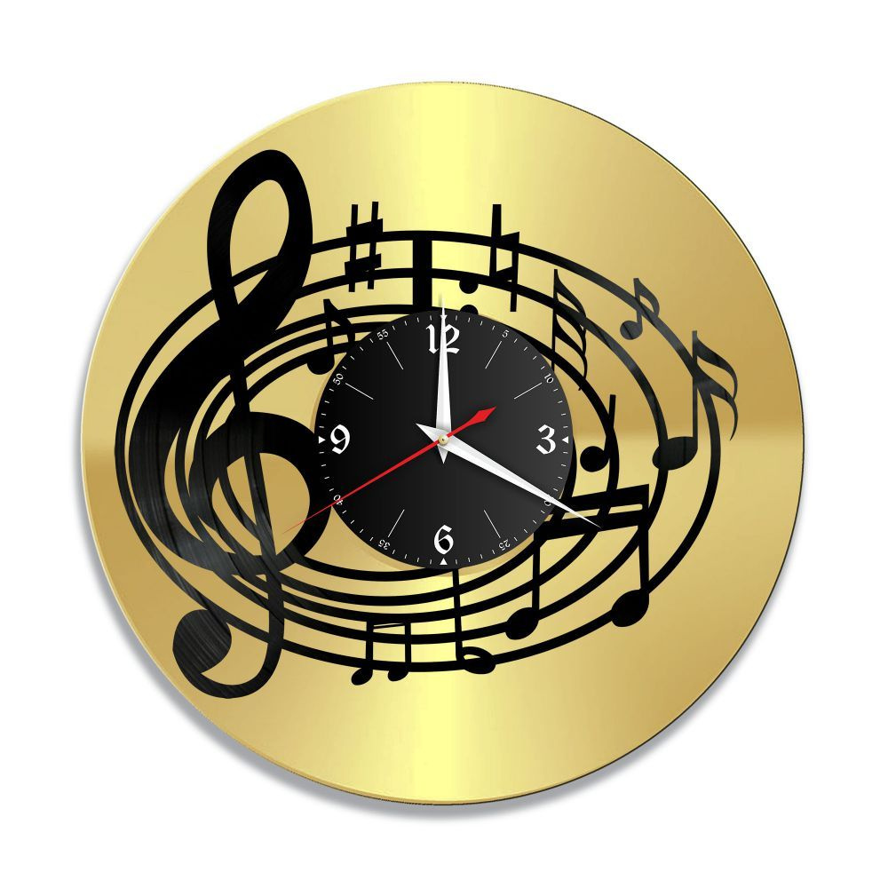 RedLaser Настенные часы "Музыка (Скрипичный ключ) золото, из винила, №15", 30 см  #1
