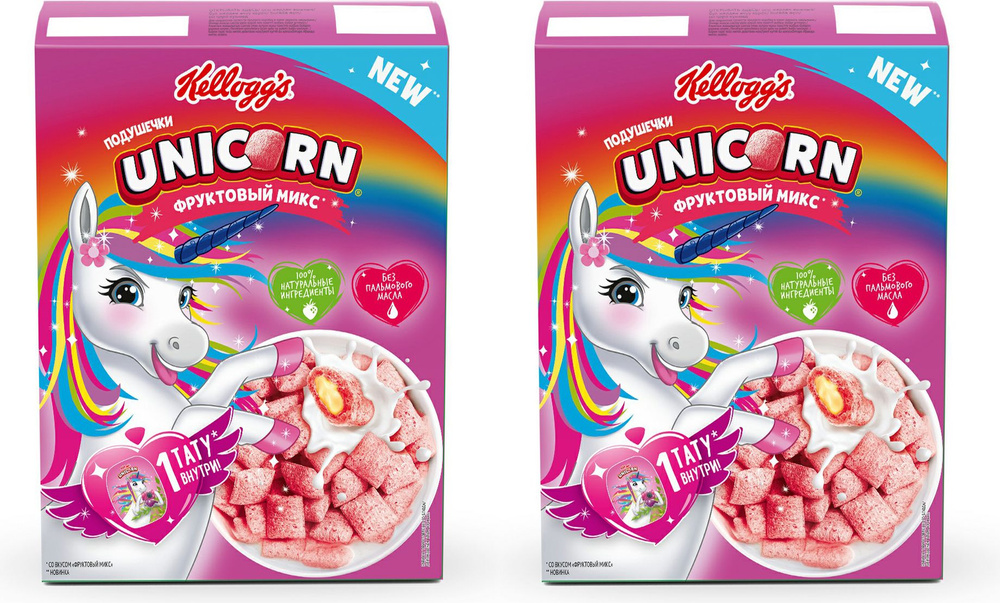 Сухой завтрак Kellogg's Unicorn подушечки с фруктовым вкусом, комплект: 2 упаковки по 200 г  #1