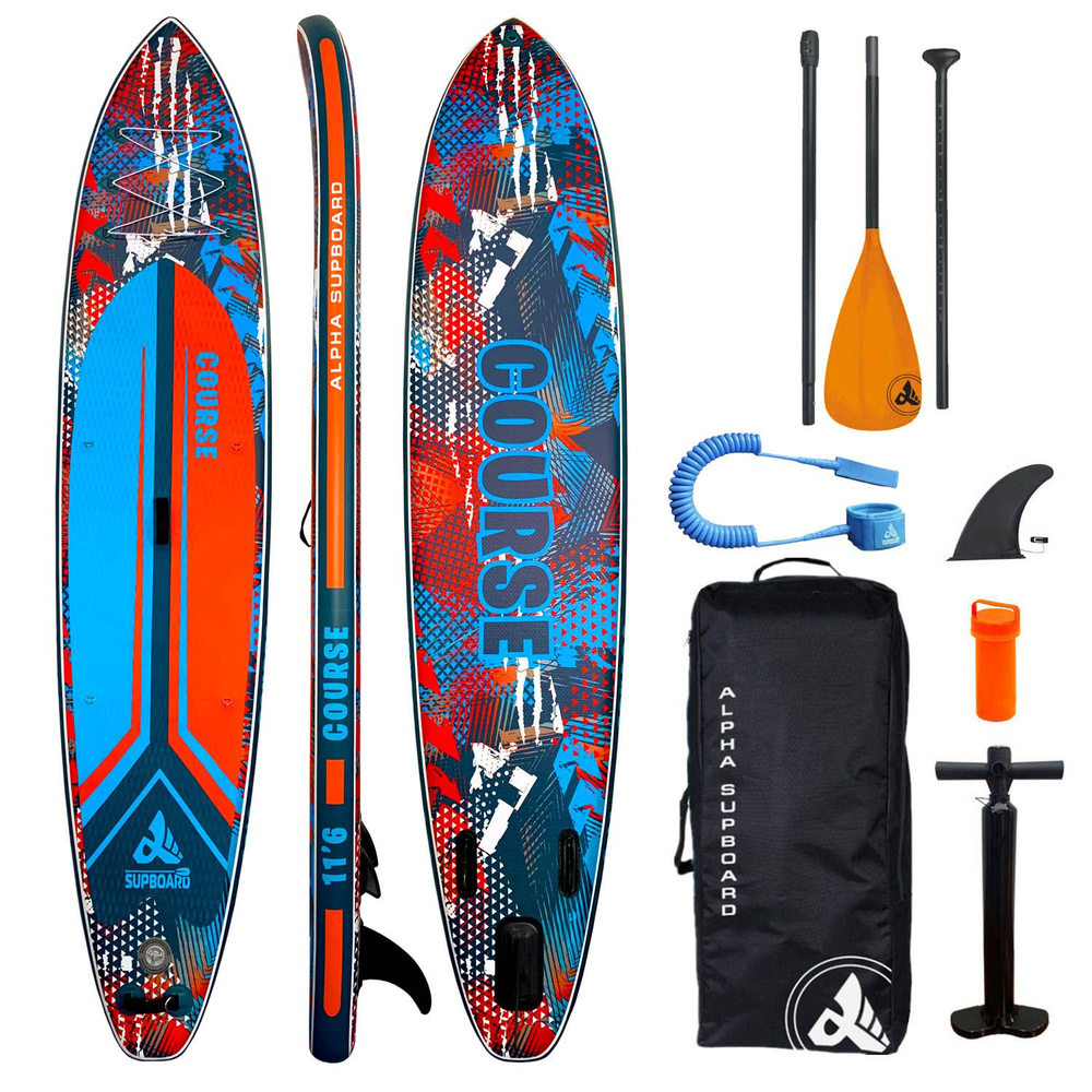 Надувная SUP-доска Сапборд Alpha Supboard COURSE-11.6 BLUE (353 x 76 x 15 см) с насосом, веслом и страховочным #1