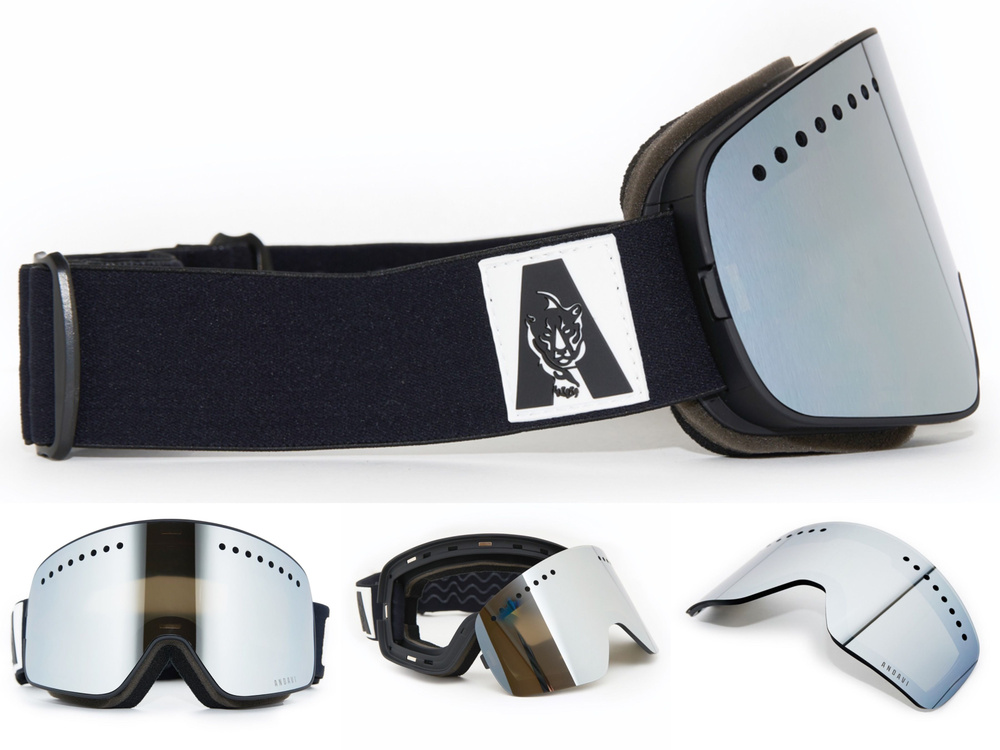 Очки горнолыжные / сноубордические Andavi Neo Magnet, цвет Black Mamba, магнитная линза. Футляр, балаклава #1