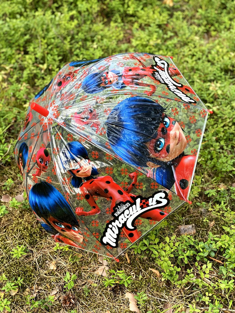Зонт-трость / Детский зонтик от дождя Galaxy C-529 Леди Баг полуавтомат  #1