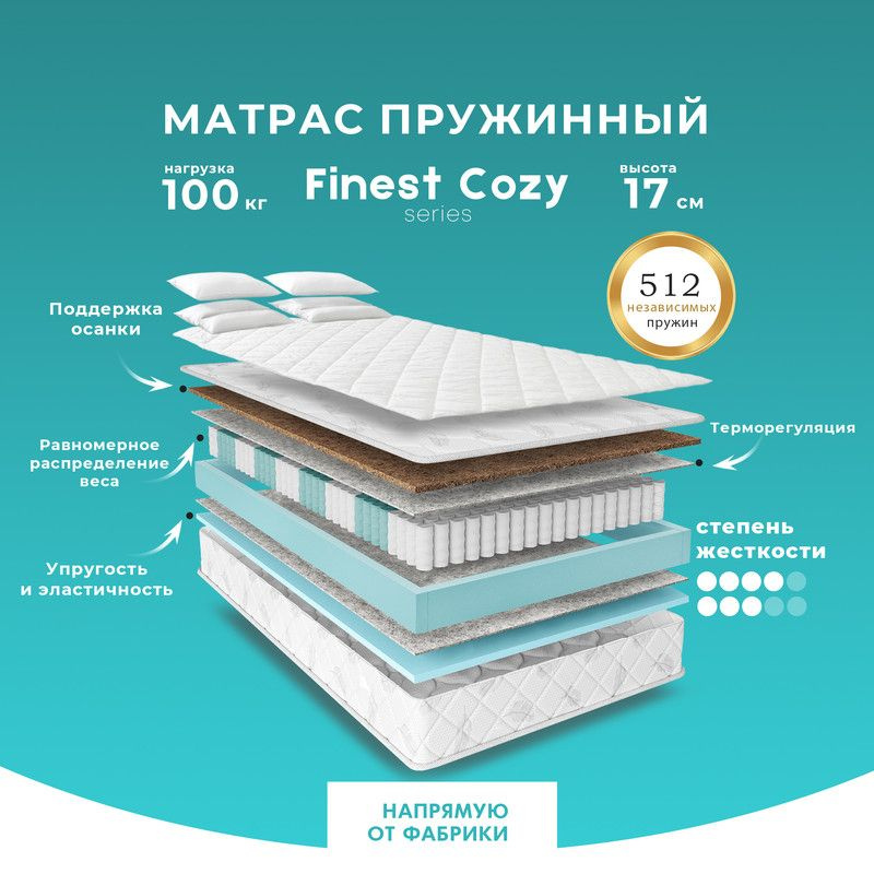 PRIME SLEEP Матрас Finest Cozy, Независимые пружины, 75х200 см #1