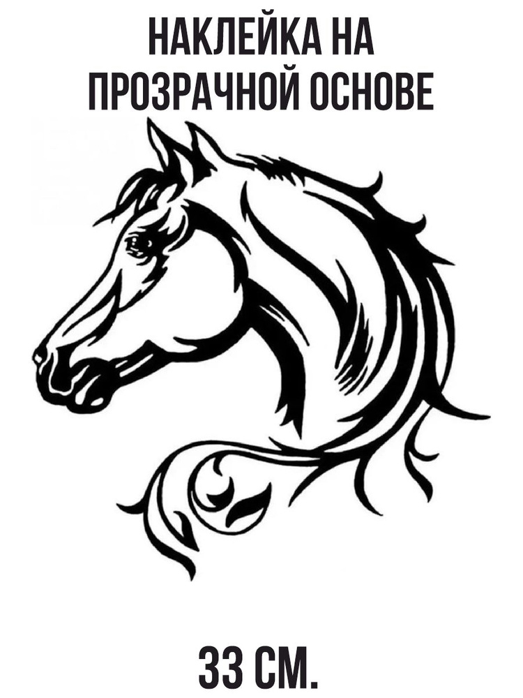 Наклейка интерьерная для декора Голова коня лошади красивая грива вектор  #1