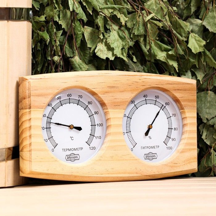 Термометр-гигрометр для бани, деревянный #1