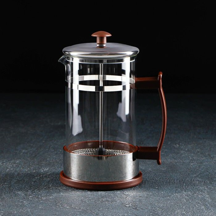 Чайник заварочный френч - пресс Доляна "Риц", 600 мл, стекло, цвет коричневый / 2528154  #1
