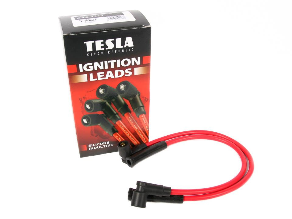 Провода свечные высоковольтные бронепровода 1111 "TESLA" силикон.(c наконечниками) (к-т) (T704M) с индукционным #1