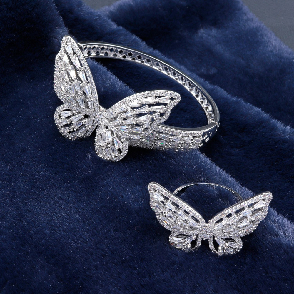 Комплект украшений женский - кольцо и браслет с австрийскими кристаллами, 1 набор  #1
