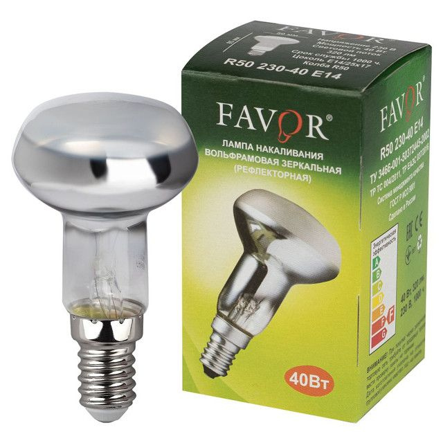 лампа накаливания FAVOR 40Вт E14 2700K 230В R50 рефлектор #1