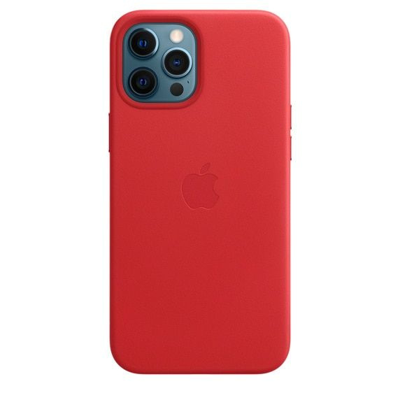 Панель-накладка Apple Leather Case with MagSafe Red для 12/12 Pro (с логотипом)  #1