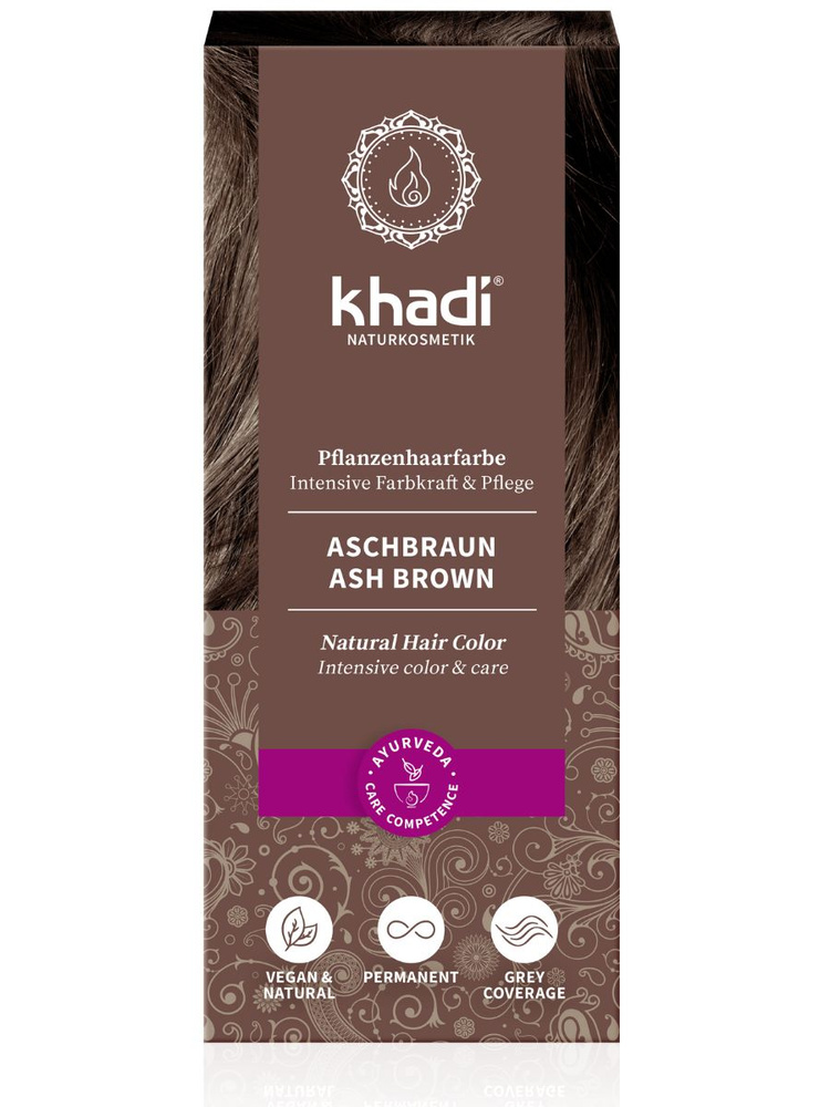Khadi Naturprodukte ПЕПЕЛЬНО-КОРИЧНЕВЫЙ натуральная краска для волос, 100 гр  #1