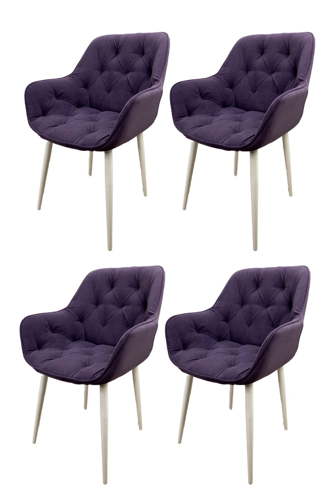 Мягкие стулья для кухни 4шт Честер фиолетовый велюр c обивкой без поворотного механизма Modus 16  #1