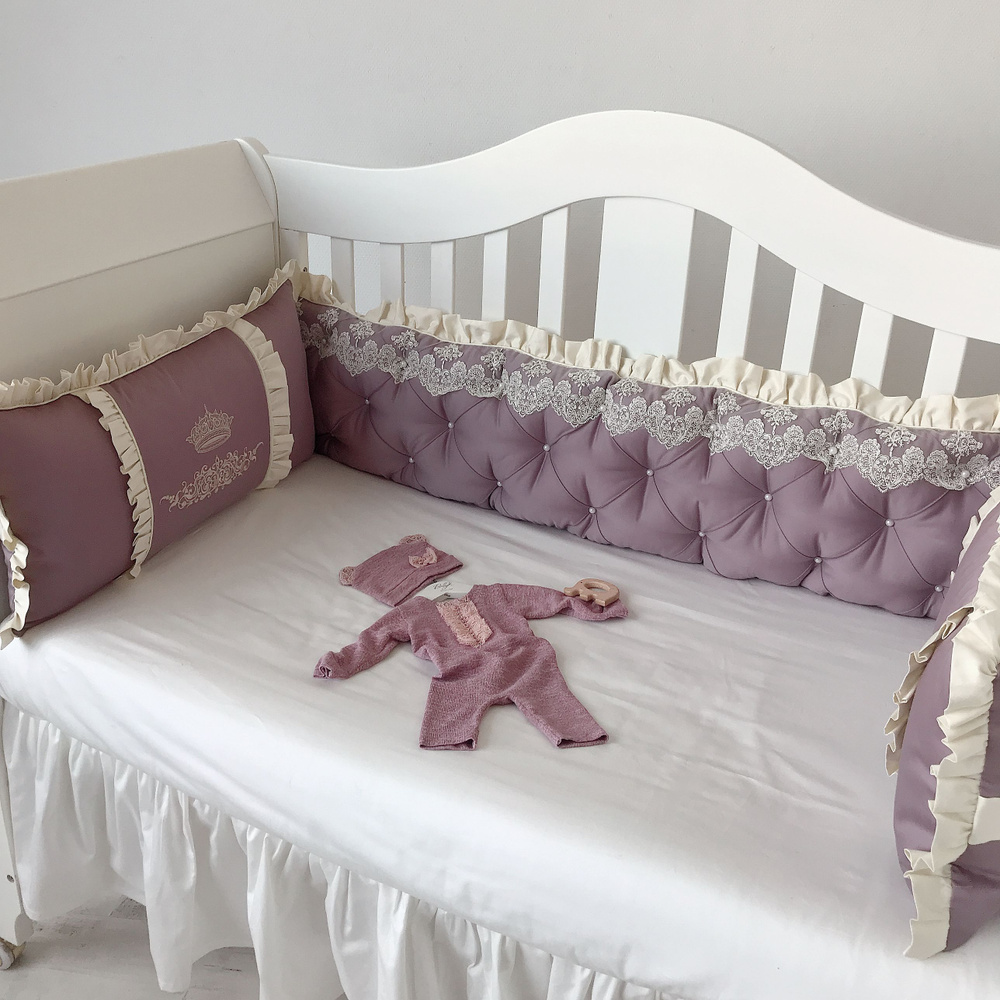 Бортики в кроватку с каретной стежкой, для новорожденных, для кроватки 120*60 см,125*65 см или овальной #1