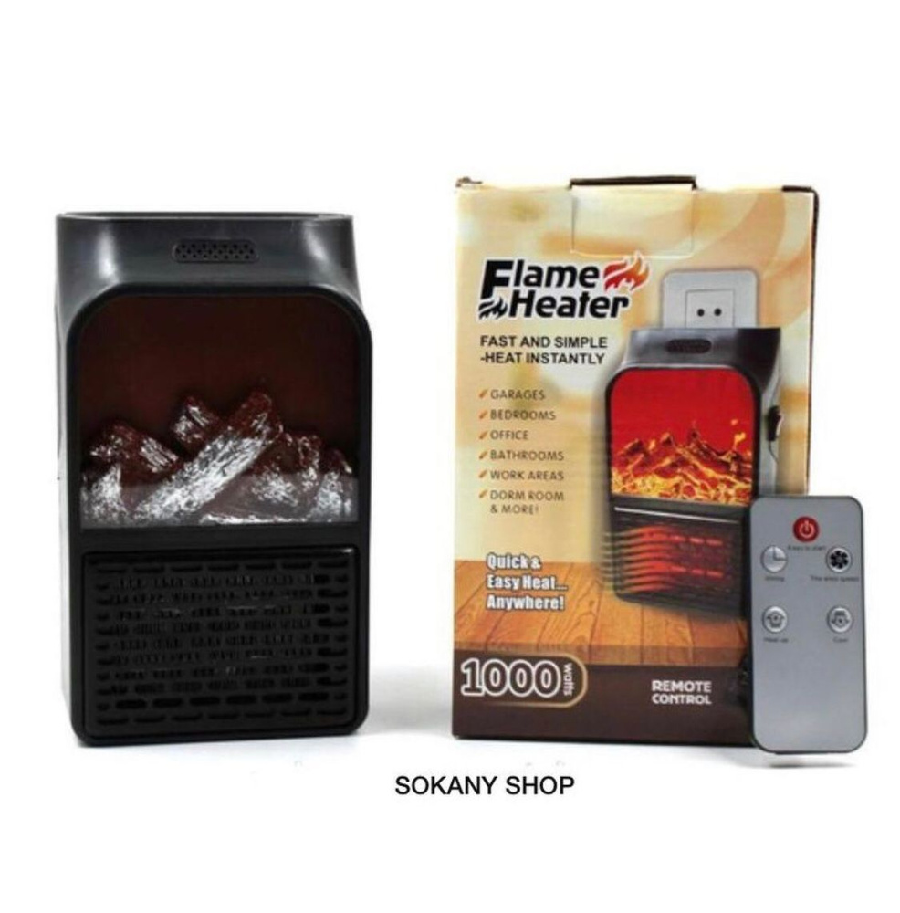 Портативный обогреватель с LCD-дисплеем камин Flame Heater 1000 Вт, тепловентилятор для дома  #1