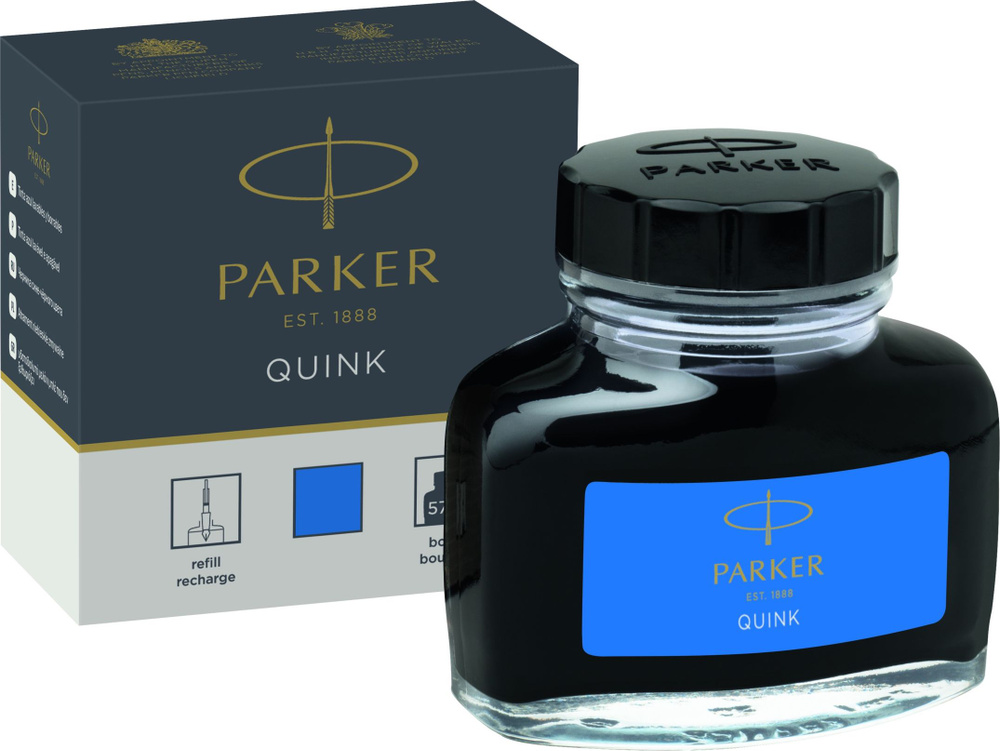 Чернила Parker Bottle Quink, синие, смываемые, 57 мл #1