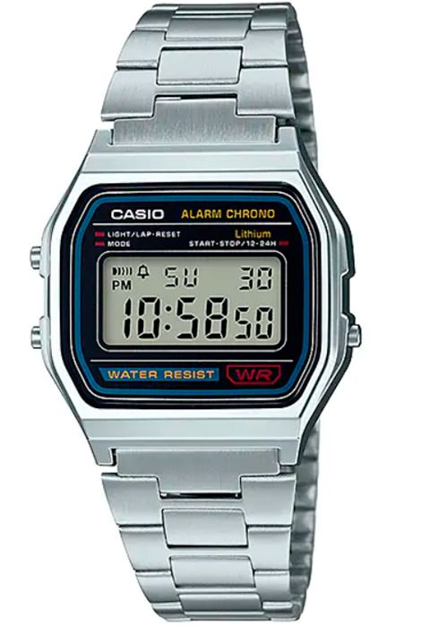 Электронные мужские наручные часы Casio Vintage A158WA-1 с подсветкой и будильником  #1