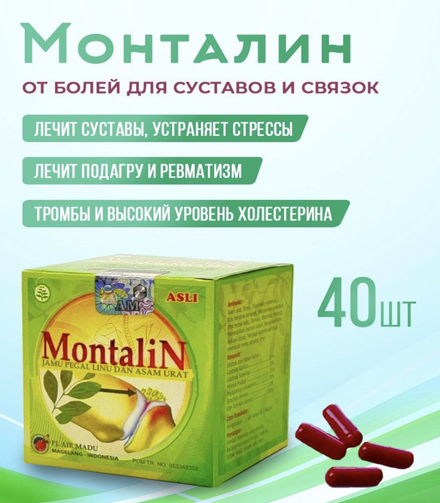 МОНТАЛИН капсулы (MONTALIN) / При болях в спине / Суставах / Мышцах / 40кап / 500мг  #1