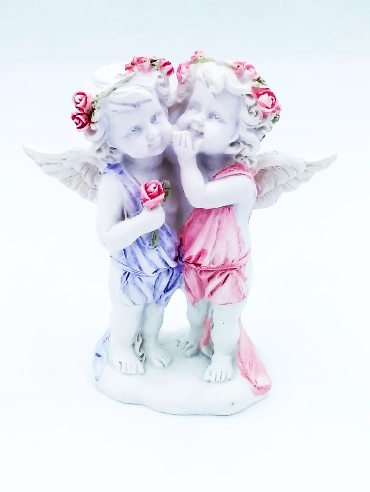 Сувенир статуэтка Ангел Пара на облаке в одежде 9см полимерная.  #1