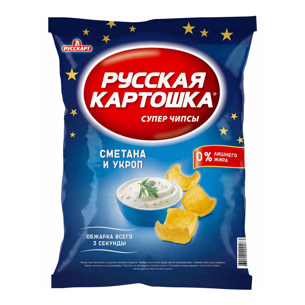 Чипсы картофельные Русская картошка со вкусом сметаны и укропа 50 г -8 шт  #1