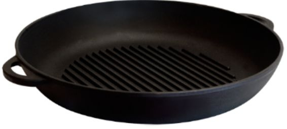 Сковорода гриль Ситон Термо круглая с двумя ручками без покрытия с рифленным дном чугун черный 20х3.5см #1