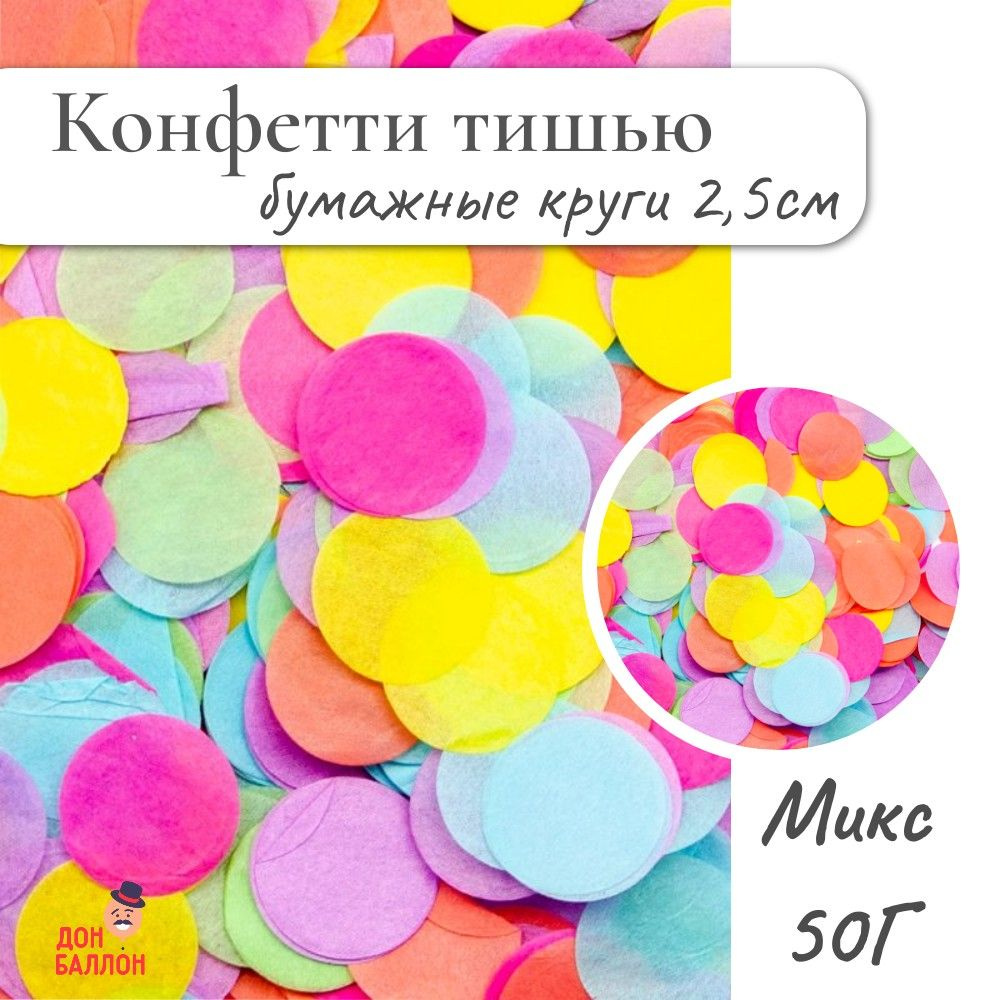 Конфетти Круги разноцветные, тишью 50г/ Конфетти для праздника  #1