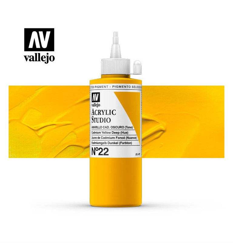 Vallejo Акрил "Studio" 22.022 Cadmium Yellow Deep (Hue) / Кадмий желтый темный 200мл  #1