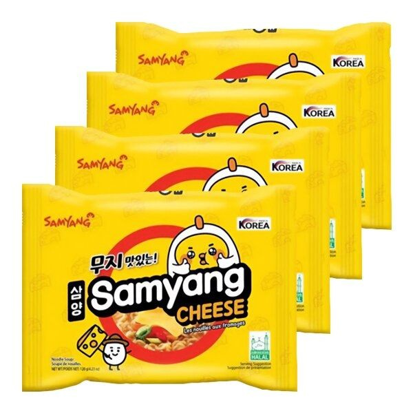 Лапша быстрого приготовления со вкусом сыра Cheese Samyang, пачка 120 г х 4 шт  #1