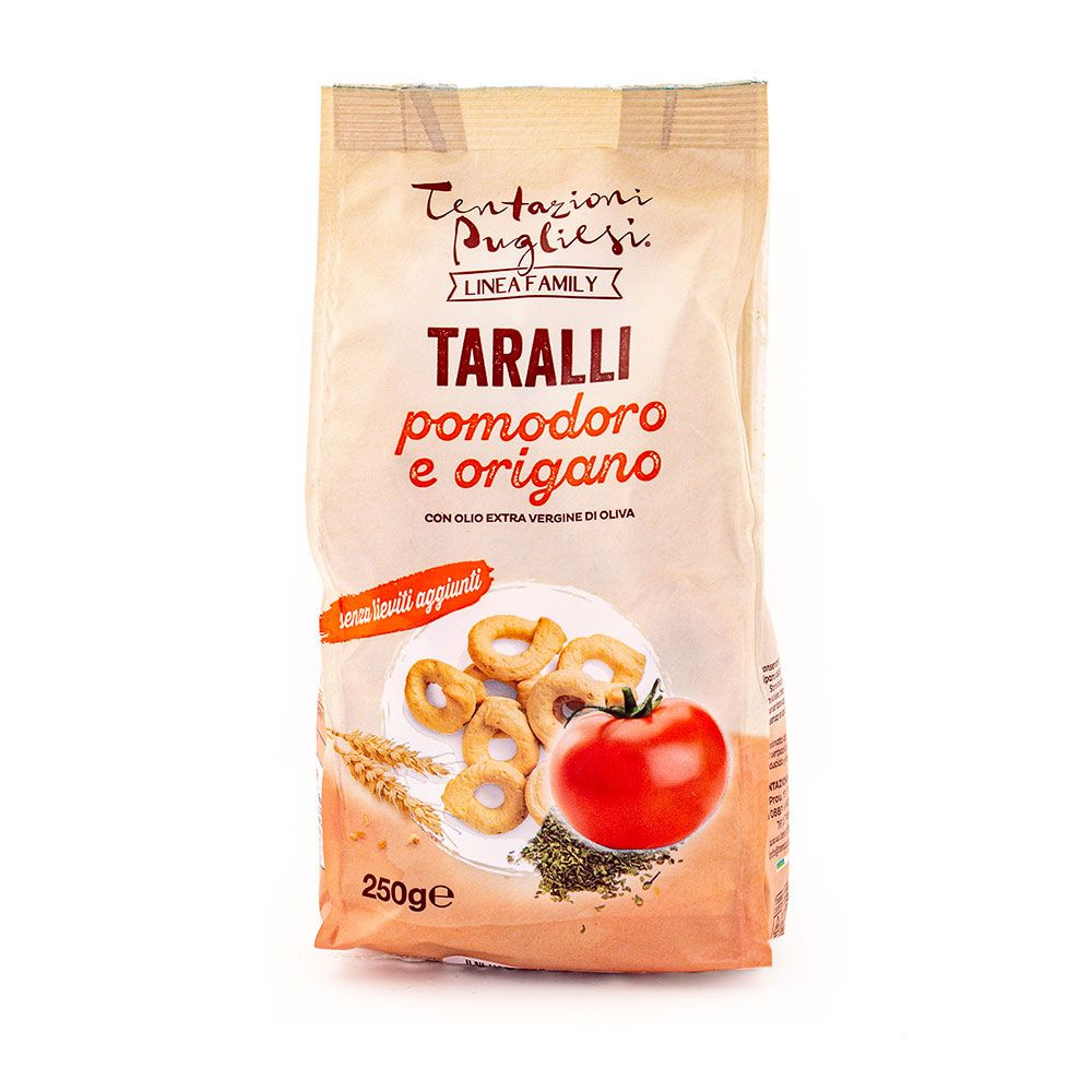 Таралли с томатами и оригано LINEA FAMILY, с добавлением оливковое масла экстра верджин, TENTAZIONI PUGLIESI, #1