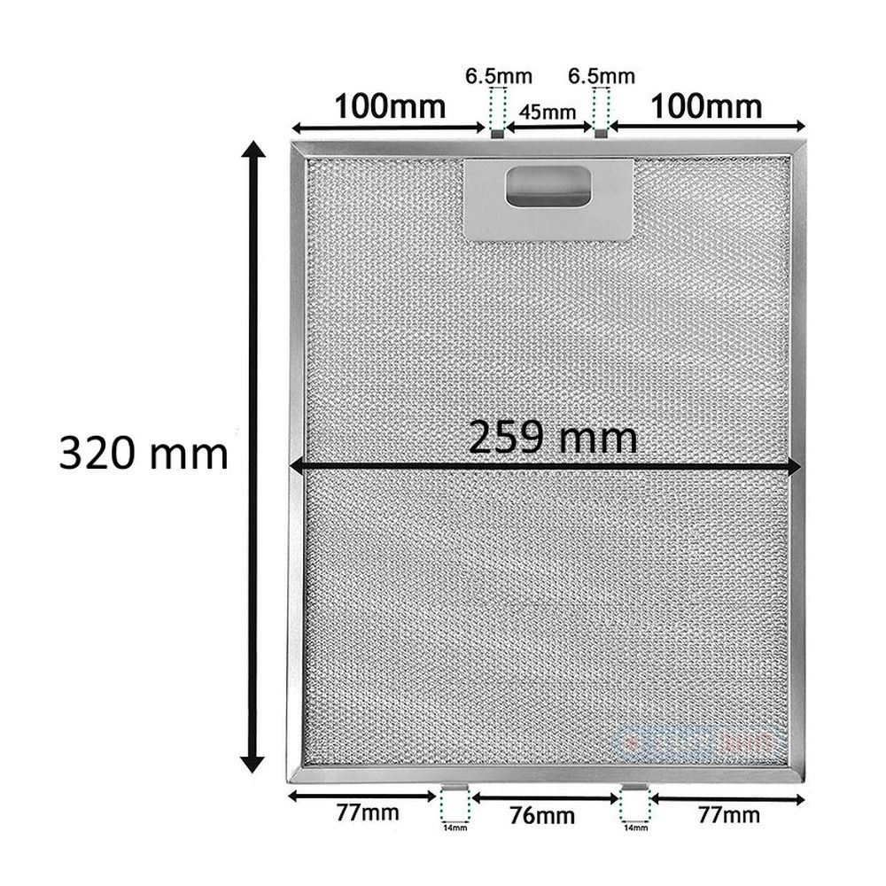 Фильтр для вытяжки 320х260 мм сетка #1
