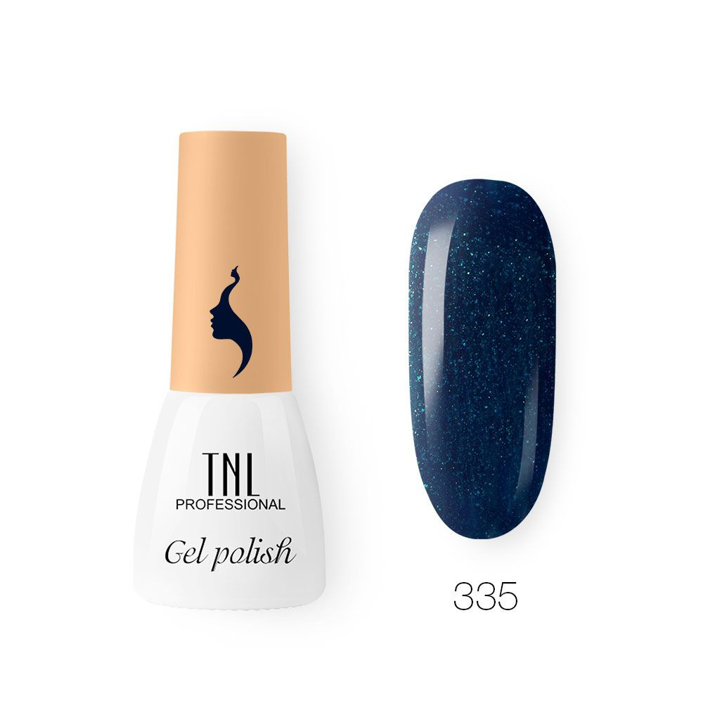 Гель лак для ногтей темно синий с блестками TNL 8 Чувств Mini №335 (3,5 мл.) мерцающий  #1