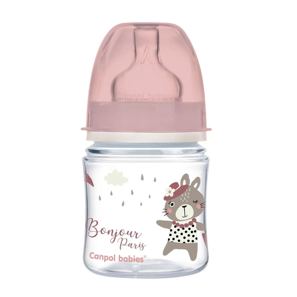 Бутылочка Canpol Babies PP Easy Start Bonjour Paris антиколиковая с широким горлом 120мл Розовая  #1