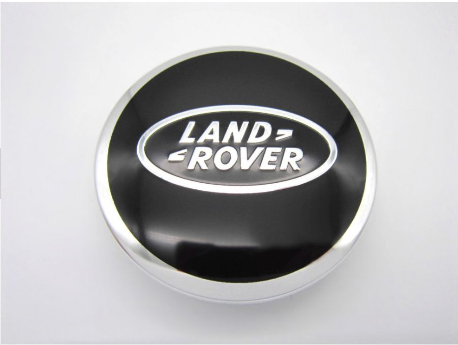 Колпачки заглушки на литые диски для Land Rover цвет черный с хромом  #1