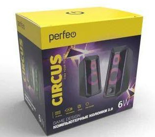 Колонки Perfeo "CIRCUS", 2.0, мощность 2х3 Вт, USB, RGB подсветка 7 режимов  #1