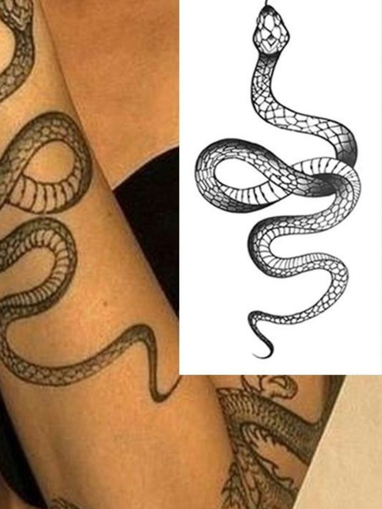Временная женская татуировка , татуировка змея #1