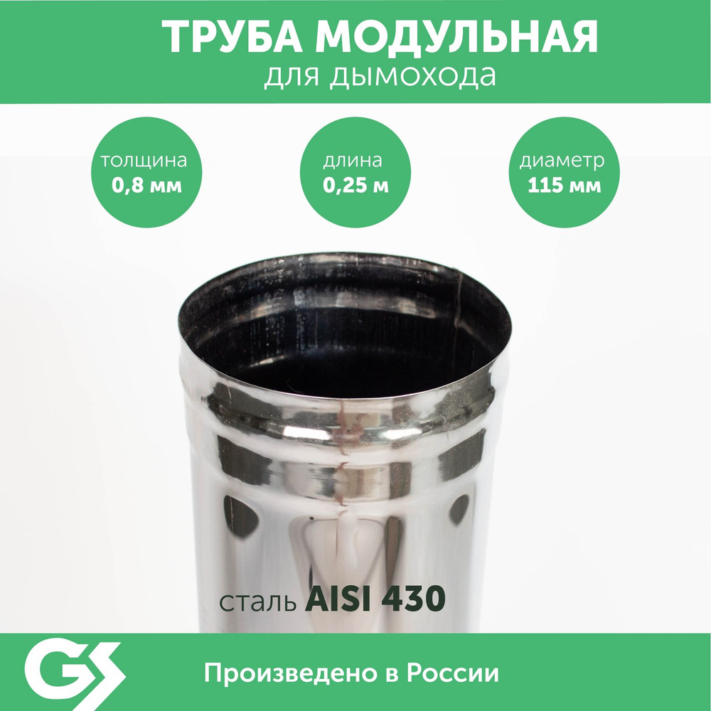 Труба модульная 0,25м, 115, AISI 430/0,8мм #1