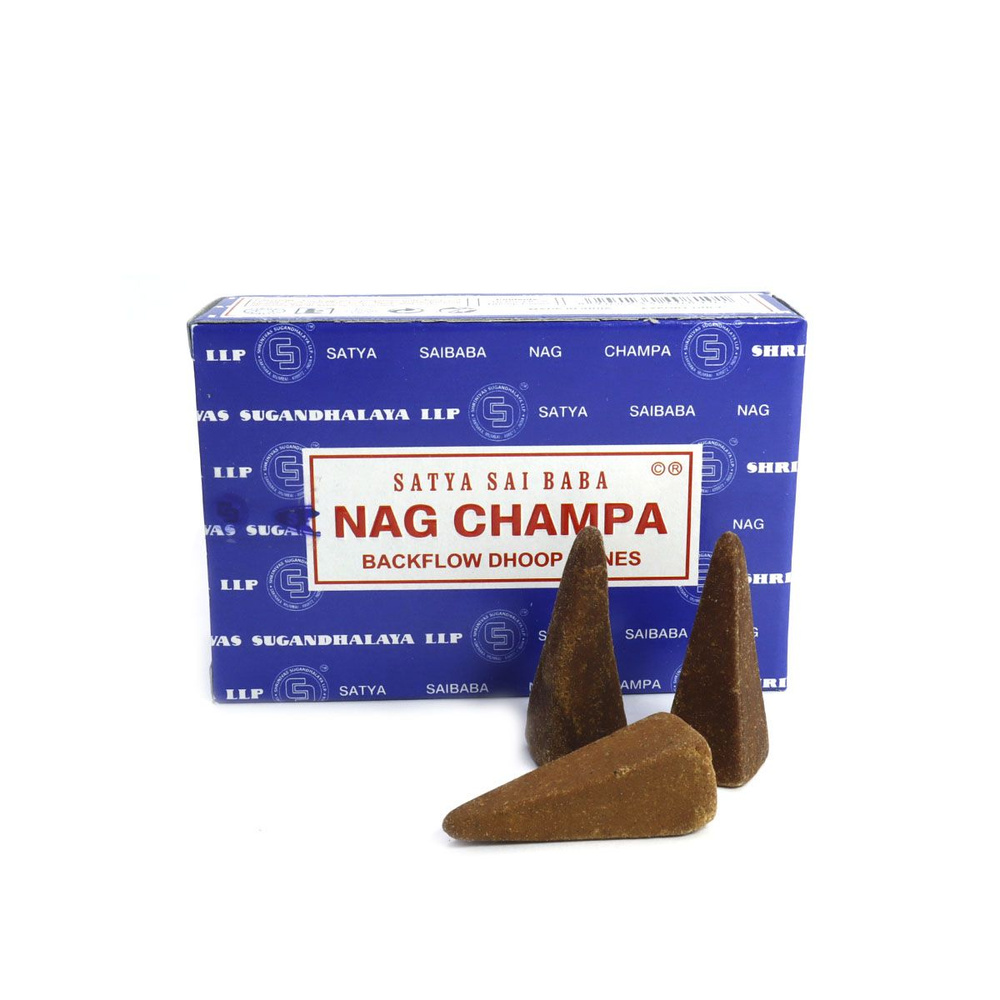 NAG CHAMPA Backflow Dhoop Cones, Satya (НАГ ЧАМПА благовония пуля стелющийся дым, Сатья), уп. 10 конусов. #1