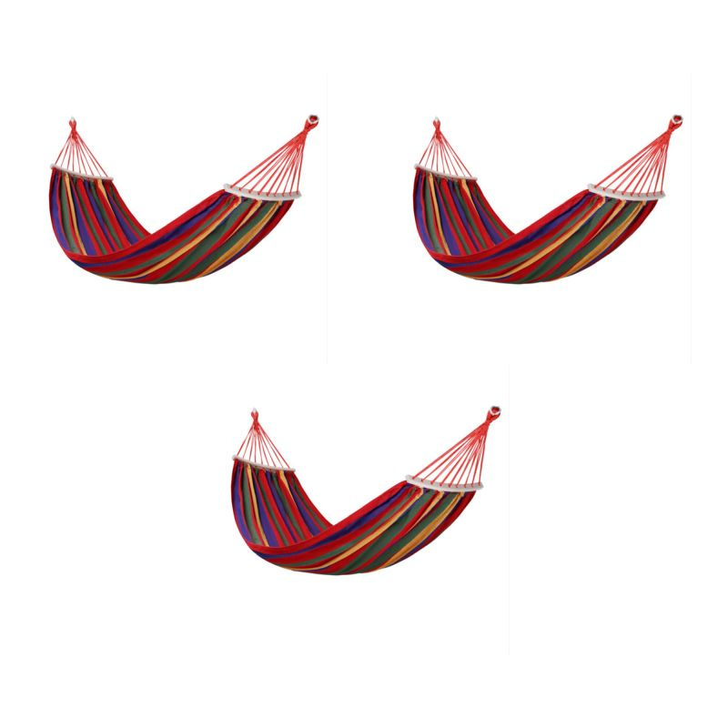 Гамак подвесной, качели, хлопковый с перекладиной 190 x 100 см, цвет красный (Набор 3 шт.)  #1