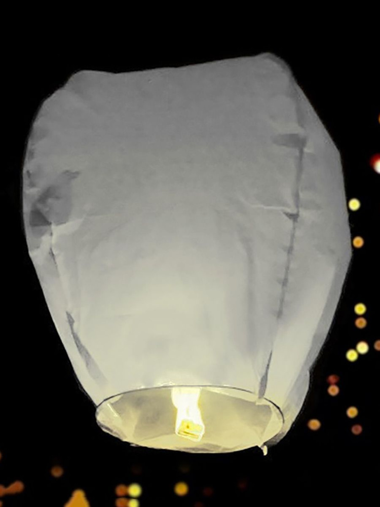 Бумажный небесный китайский летающий фонарик Страна Карнавалия, белый, 36 см  #1