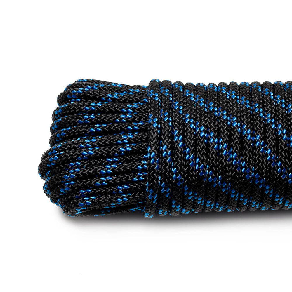 Шнур плетеный якорный 8 мм/850 кгс, 30 м, черный/синий #1