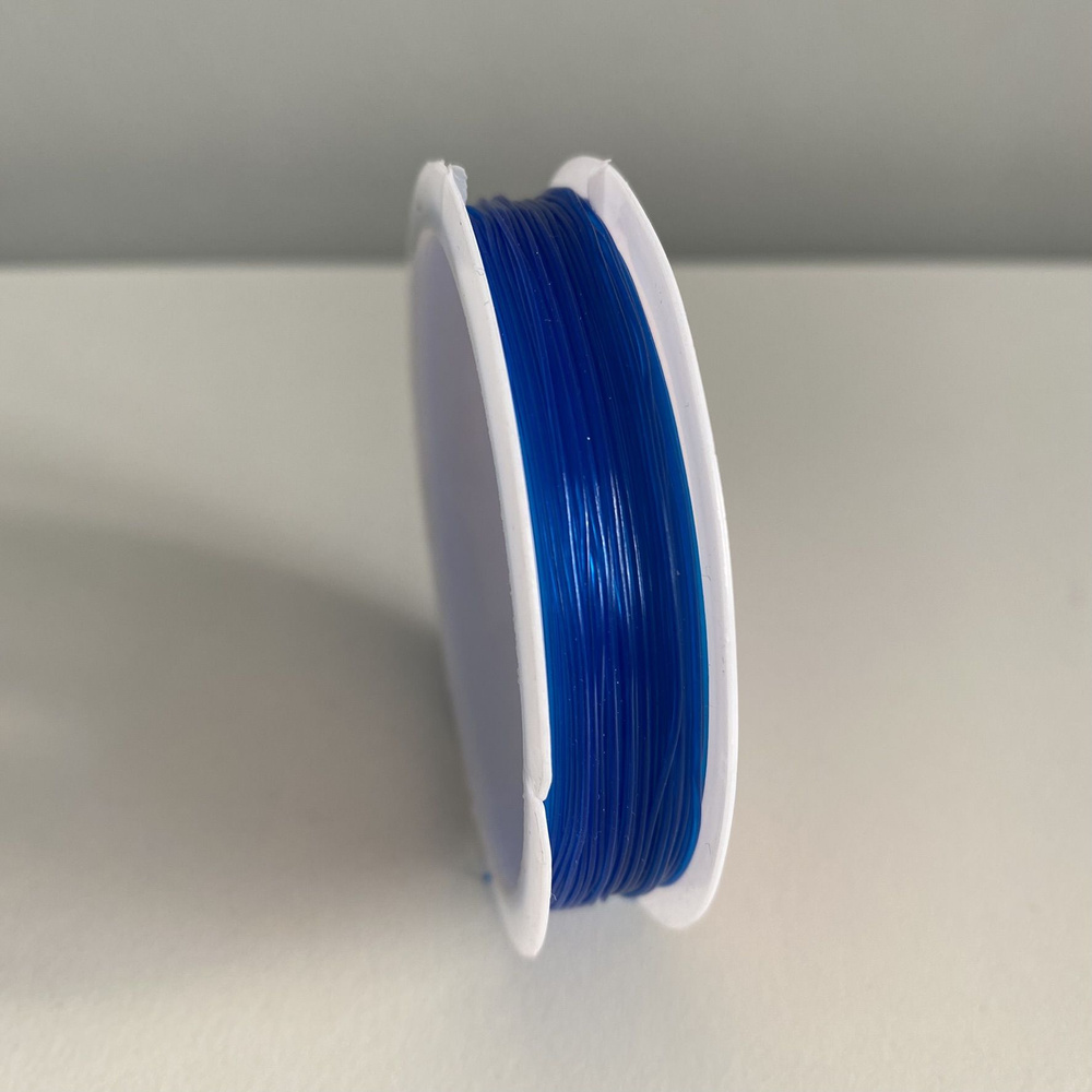 Нитка-резинка эластичная, силиконовая для бус/бисера/браслета 0,6 мм, длина 12 м цвет синий  #1