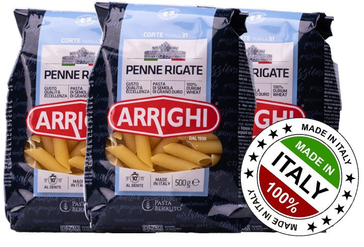 Макаронные изделия ARRIGHI Penne Rigate, ПЕРЬЯ из твердых сортов пшеницы, 3 шт по 500 г  #1