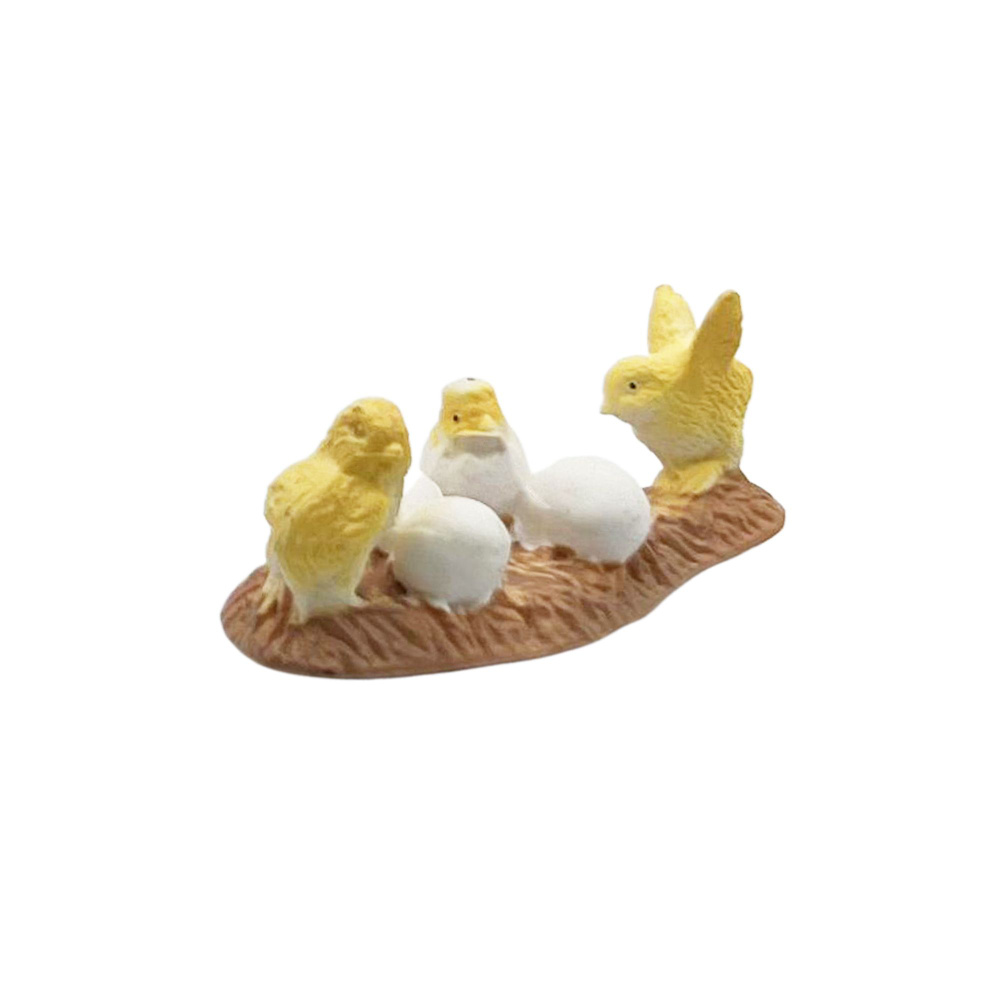 Фигурка Детское Время - Цыплята и яйца (композиция: три ципленка и три вылупляющихся яйца в общем гнезде), #1