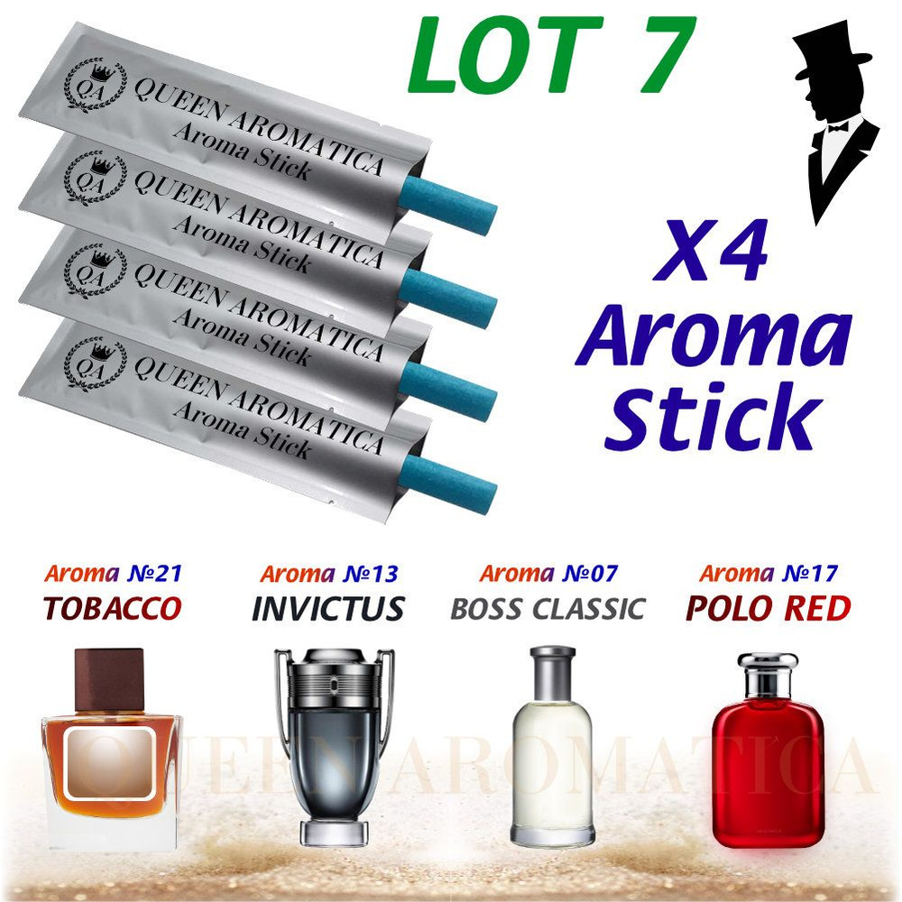 Queen Aromatica Сменные арома стики - Набор (4 St Man 7) / Ароматаизатор для автомобиля  #1