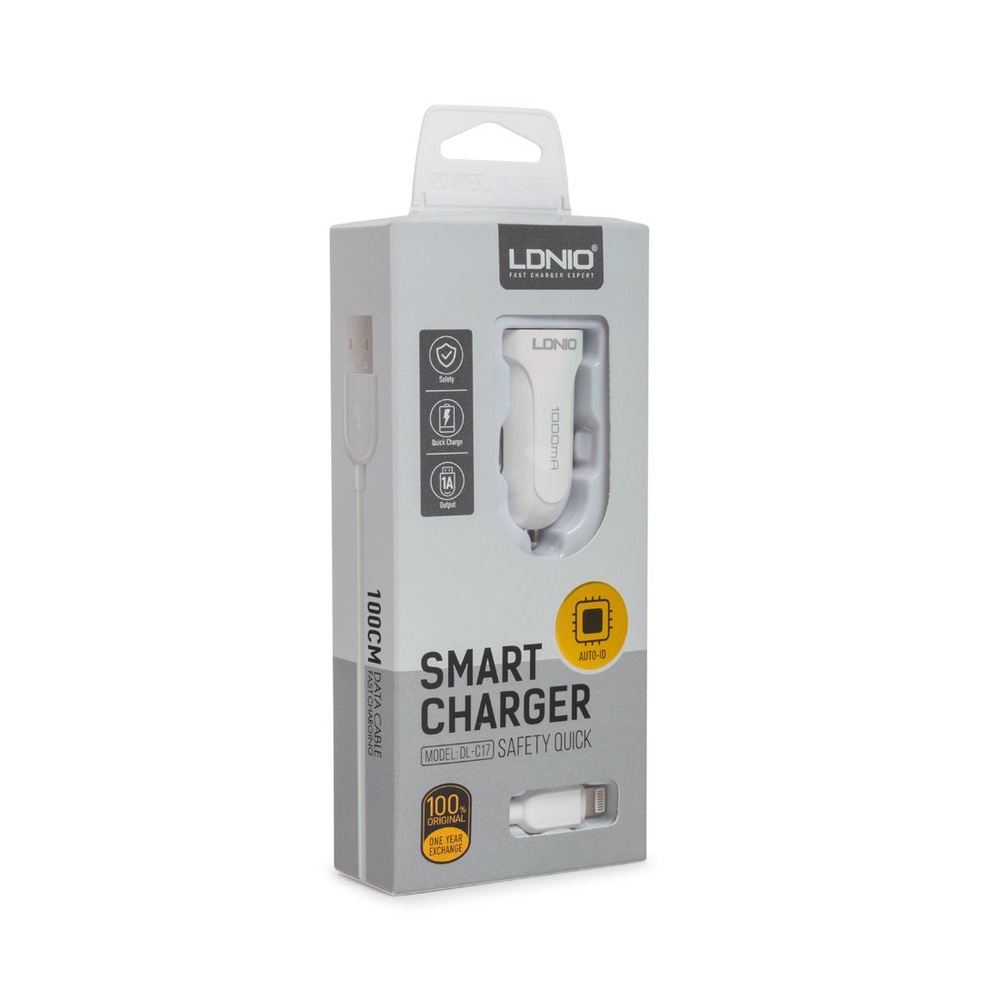 Автомобильное зарядное устройство LDNIO DL-C17 1*USB Lightning Белый  #1