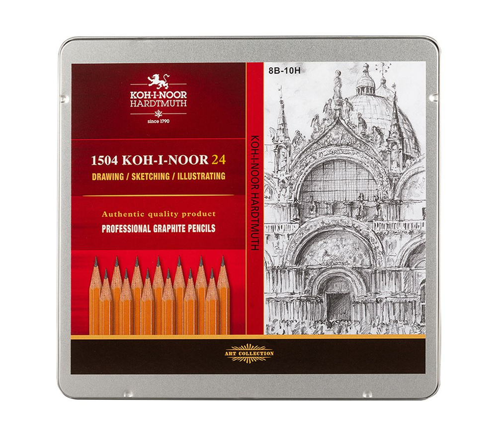Набор чернографитных карандашей Koh-i-Noor Art 1504 1504024001PL 10H - 8B 24 штуки  #1