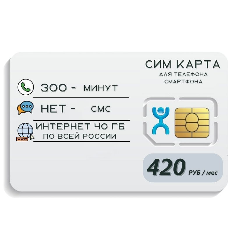 SIM-карта Безлимитный интернет от Йота за 420 рублей. Sim карта 2G/3G/4G/LTE работает по всей России. #1