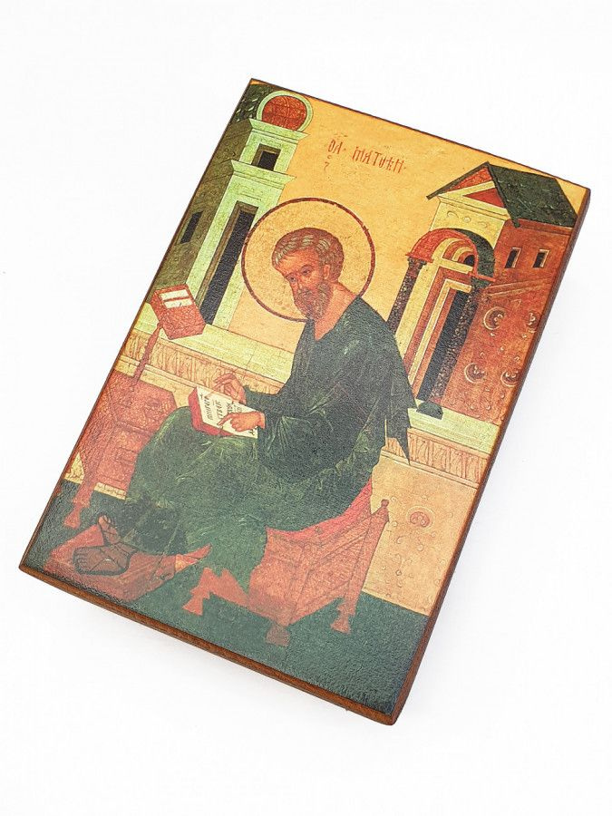 Икона Матфей (Матвей), Левий, Апостол и евангелист, под старину, 20х25 см  #1
