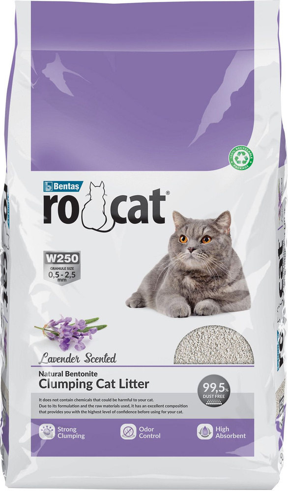 Наполнитель Ro Cat Lavender Scented для кошачьих туалетов, комкующийся, без пыли, с ароматом лаванды, #1