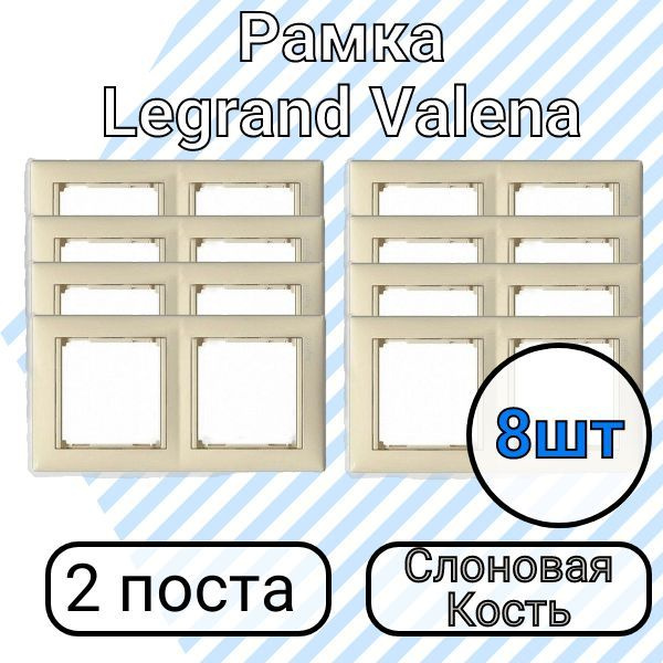 Рамка Legrand Valena Слоновая Кость 2 поста 8шт #1