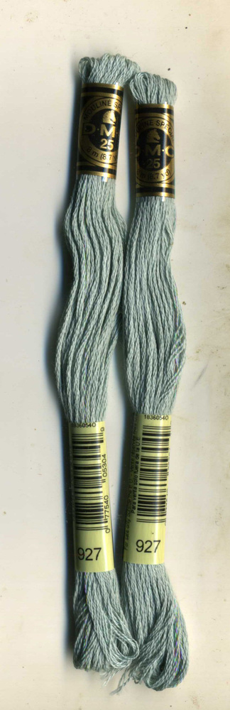 Мулине DMC (Франция), артикул 117, 100% хлопок, цвет 927 Серо-зеленый, комплект из 2 шт.  #1